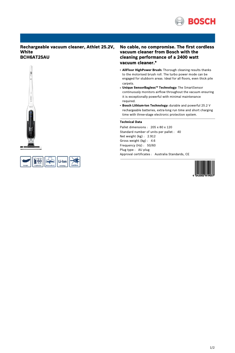 Image de la première page du manuel de l'appareil Athlet BCH6AT25AU