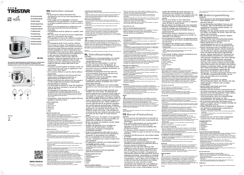 Page 1 de la notice Manuel utilisateur TriStar MX-4184