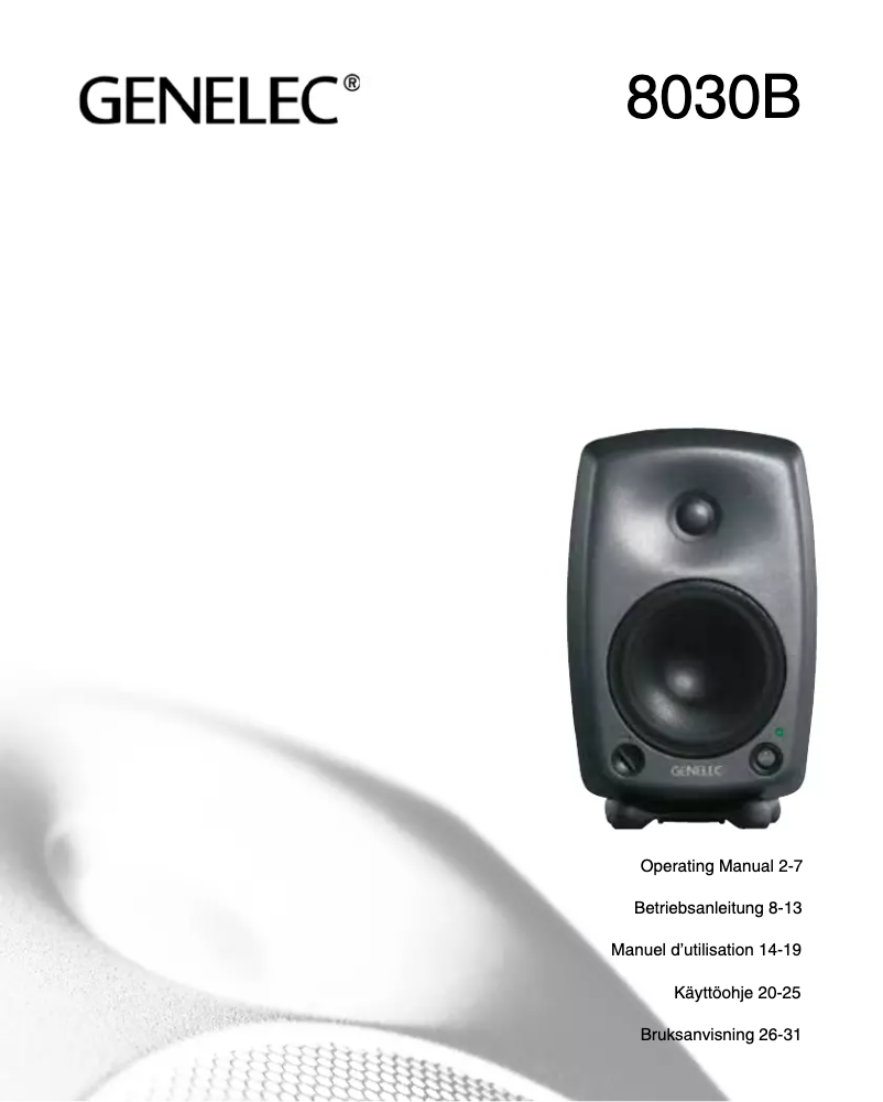 Page n°1 - Manuel utilisateur Genelec 8030B