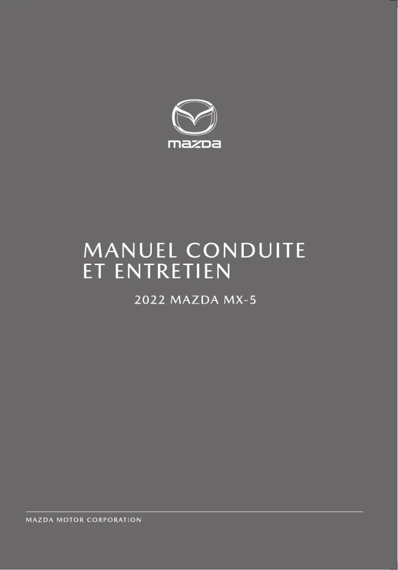 Page 1 de la notice Manuel utilisateur Mazda MX-5 (2022)