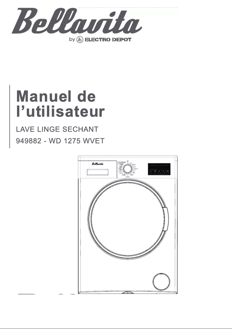 Page 1 de la notice Manuel utilisateur Bellavita WD 1275 WVET