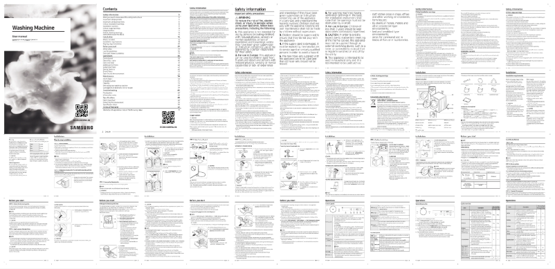 Page n°1 - Manuel utilisateur Samsung WW80T554DAB