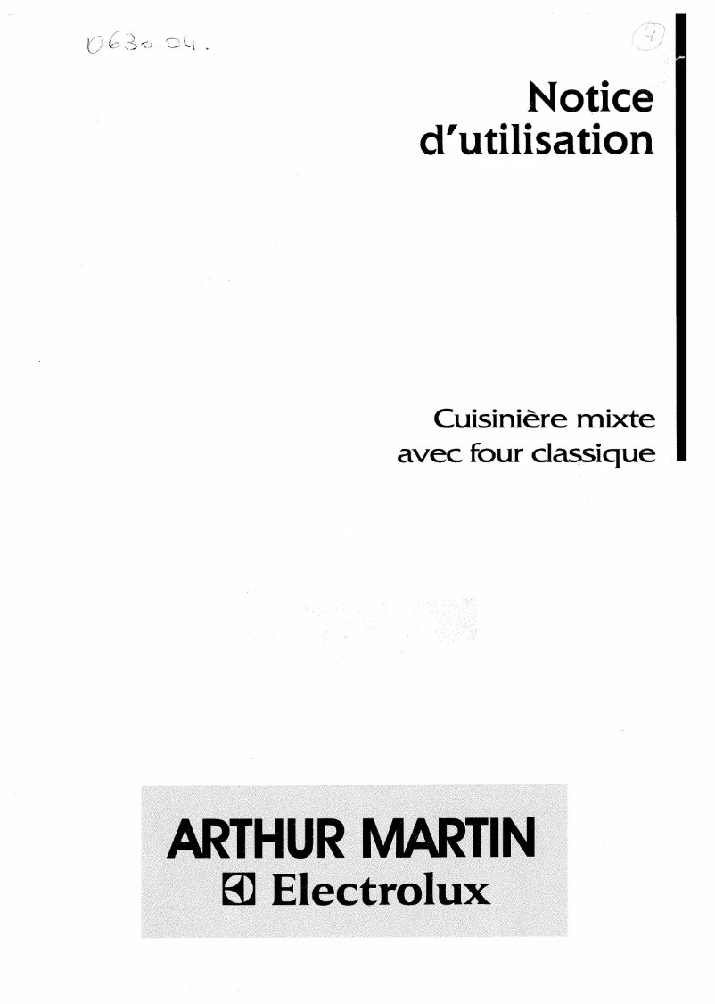 Page 1 de la notice Manuel utilisateur Arthur Martin-Electrolux CM6365