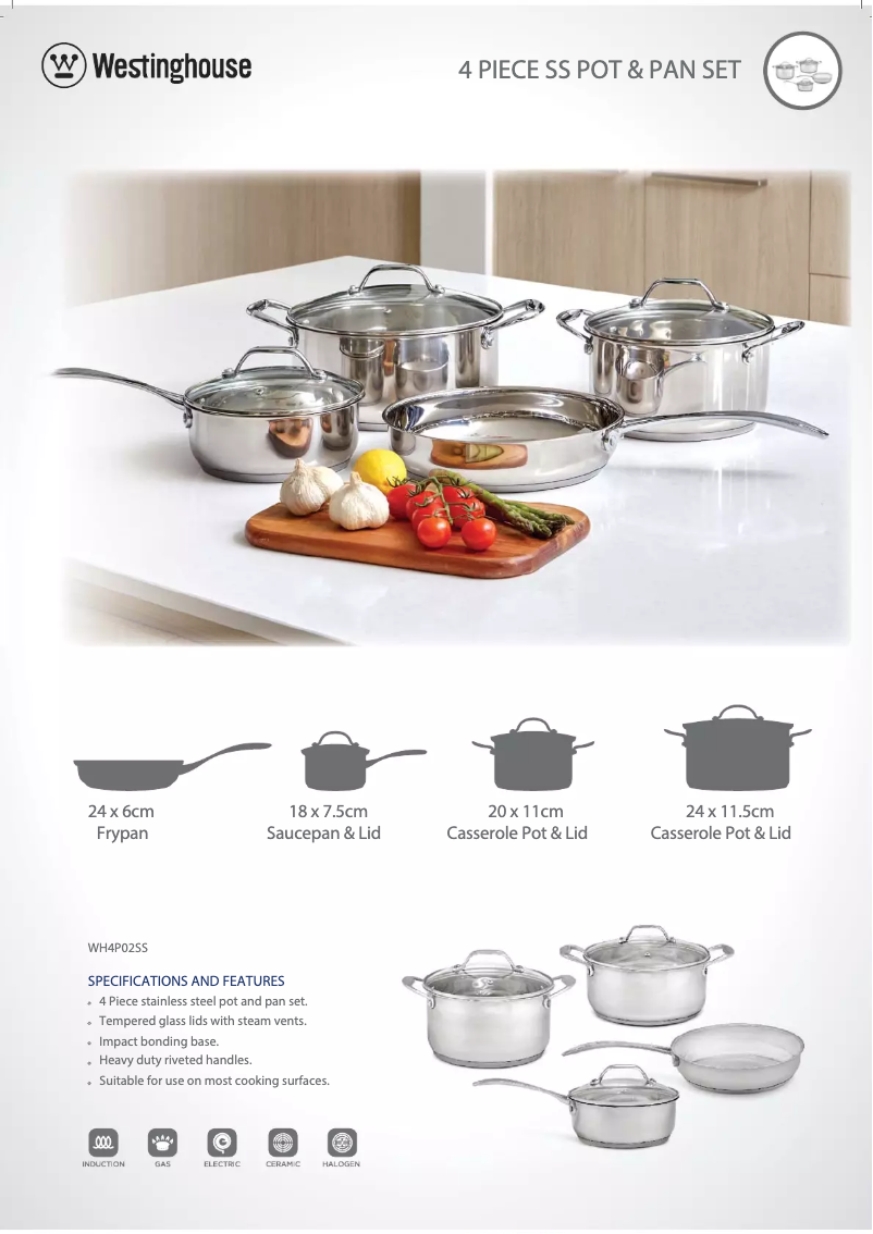 Page 1 de la notice Fiche technique Westinghouse WH4P02SS