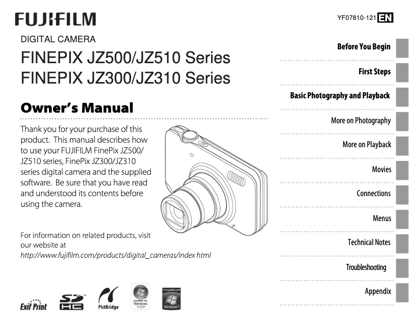 Page n°1 - Manuel utilisateur Fujifilm Finepix JZ510