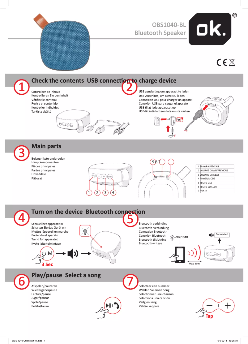 Page n°1 - Manuel utilisateur OK OBS1040-BL