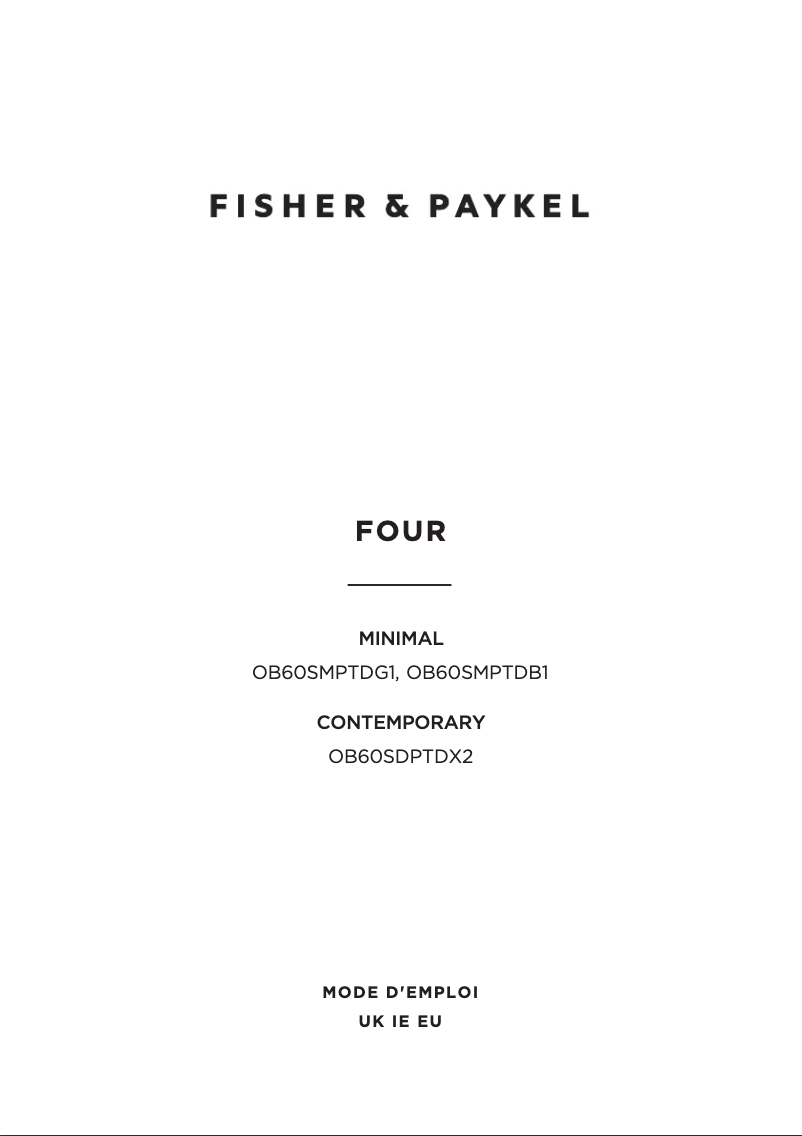 Page n°1 - Guide d'installation Fisher & Paykel OB60SDPTDX2