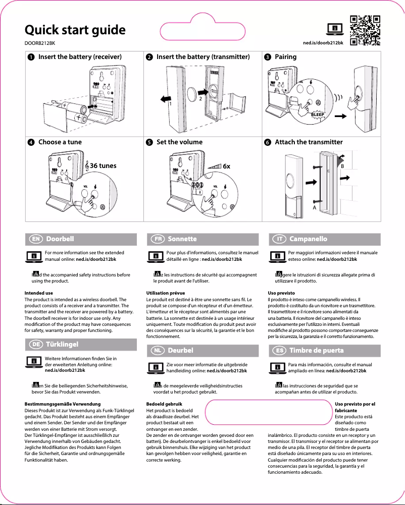 Image de la première page du manuel de l'appareil DOORB212BK