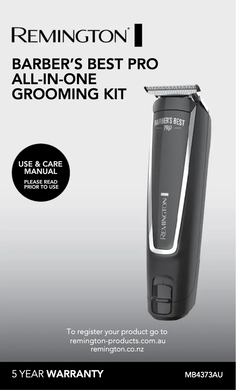 Image de la première page du manuel de l'appareil Barber Best Pro MB4373