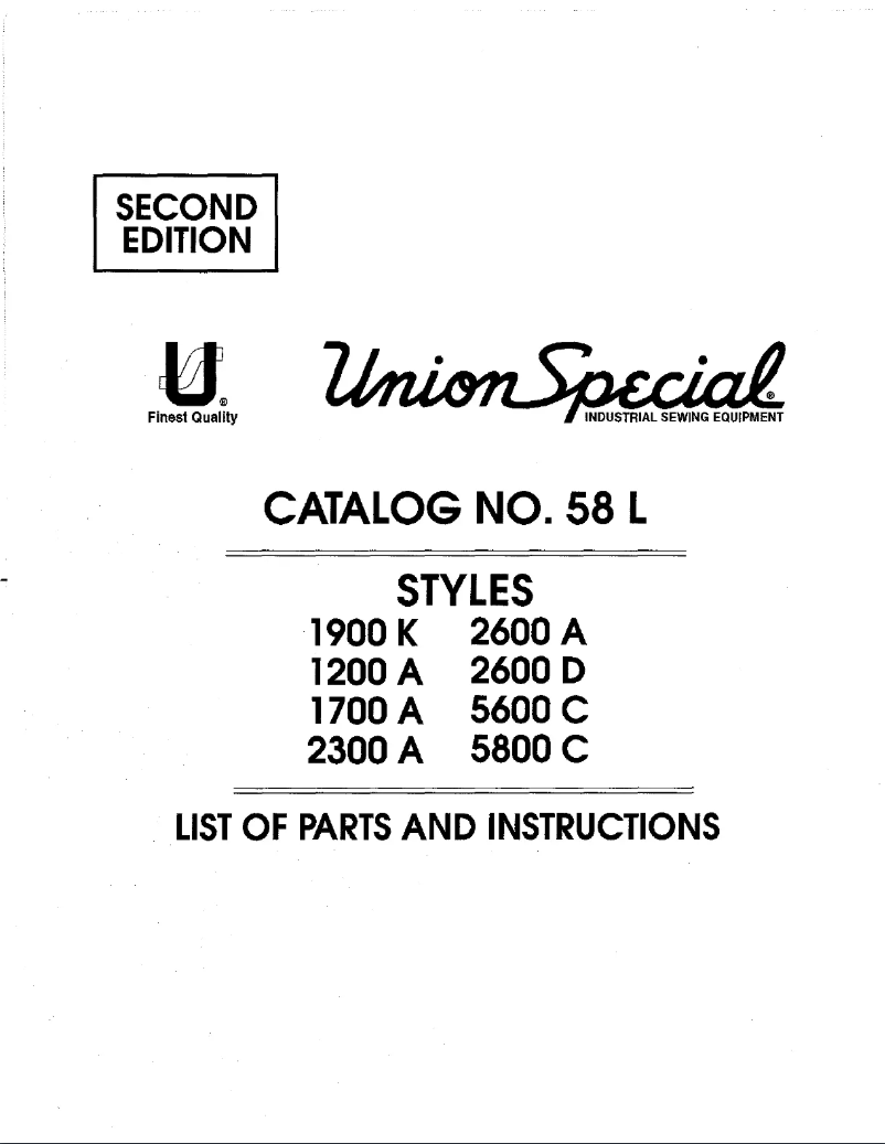 Page 1 de la notice Manuel utilisateur Union Special 5800C