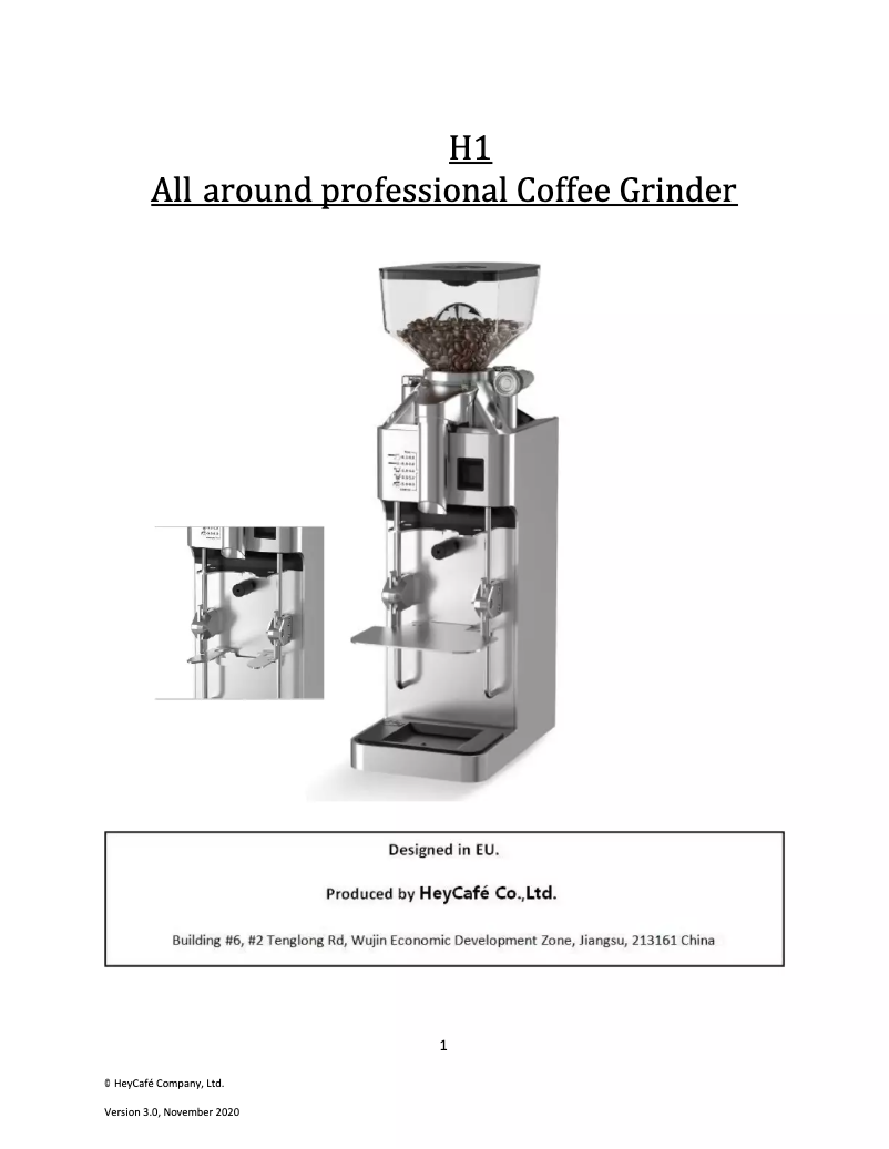 Page n°1 - Manuel utilisateur HeyCafe H1