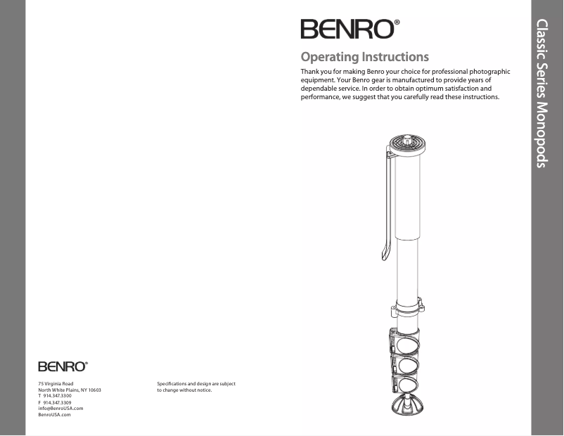 Page n°1 - Manuel utilisateur Benro A38FD
