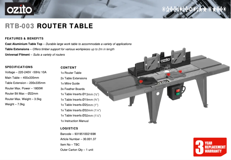 Image de la première page du manuel de l'appareil RTB-003