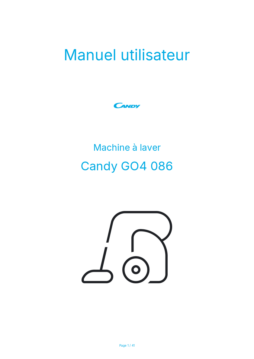 Page n°1 - Manuel utilisateur Candy GO4 086