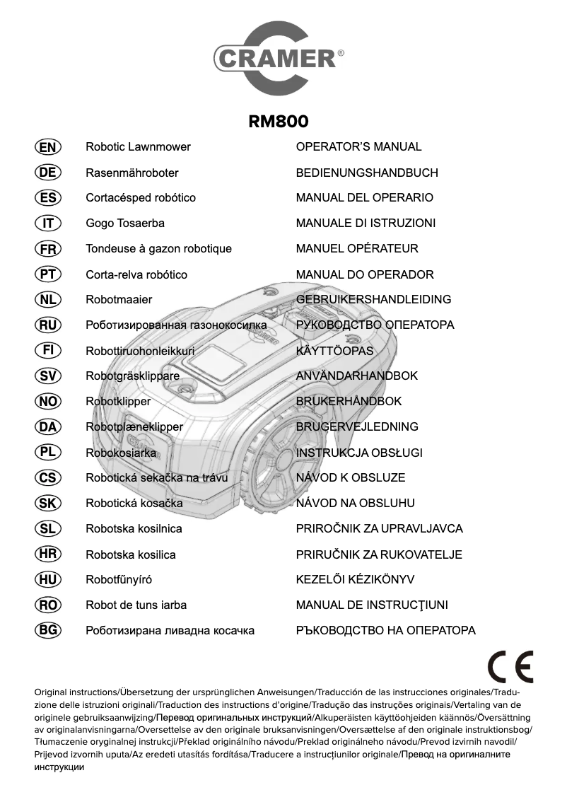 Page n°1 - Manuel utilisateur Cramer RM800