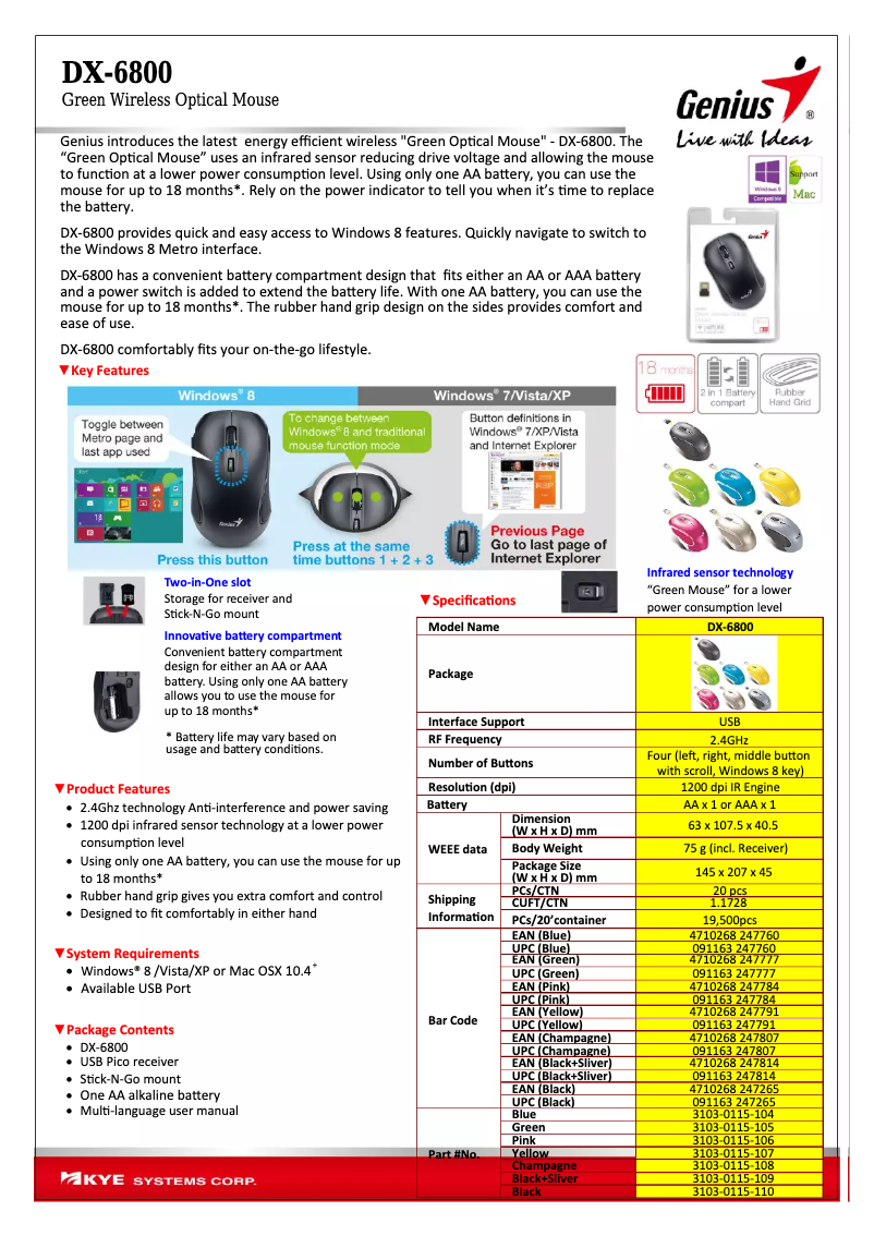 Page 1 de la notice Manuel utilisateur Genius DX-6800