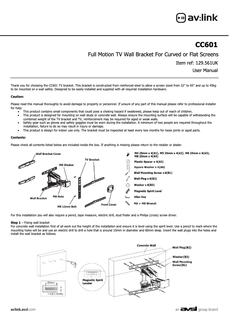 Page n°1 - Manuel utilisateur AV:link CC601
