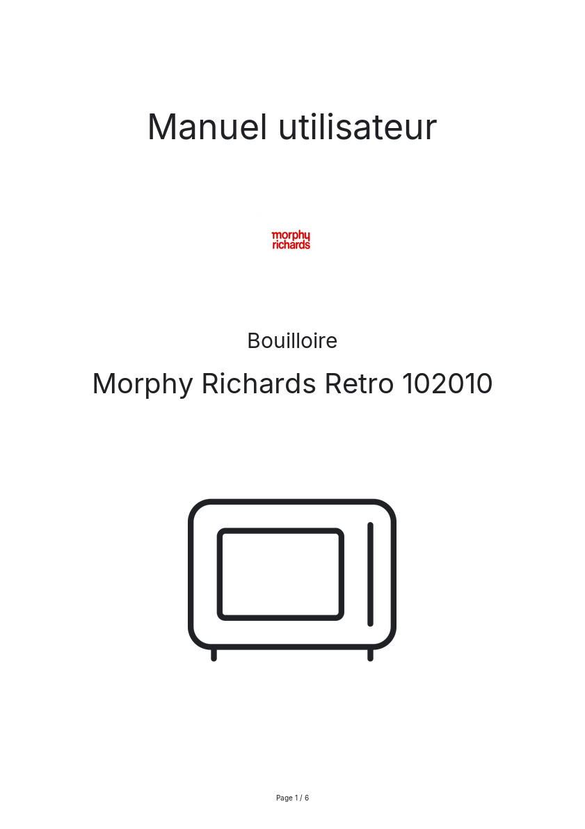 Page n°1 - Manuel utilisateur Morphy Richards Retro 102010