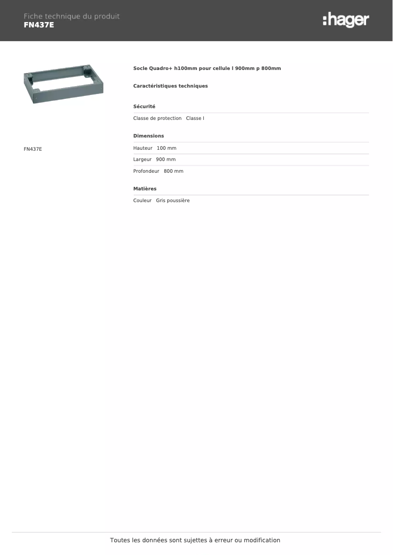 Page n°1 - Fiche technique Hager FN437E