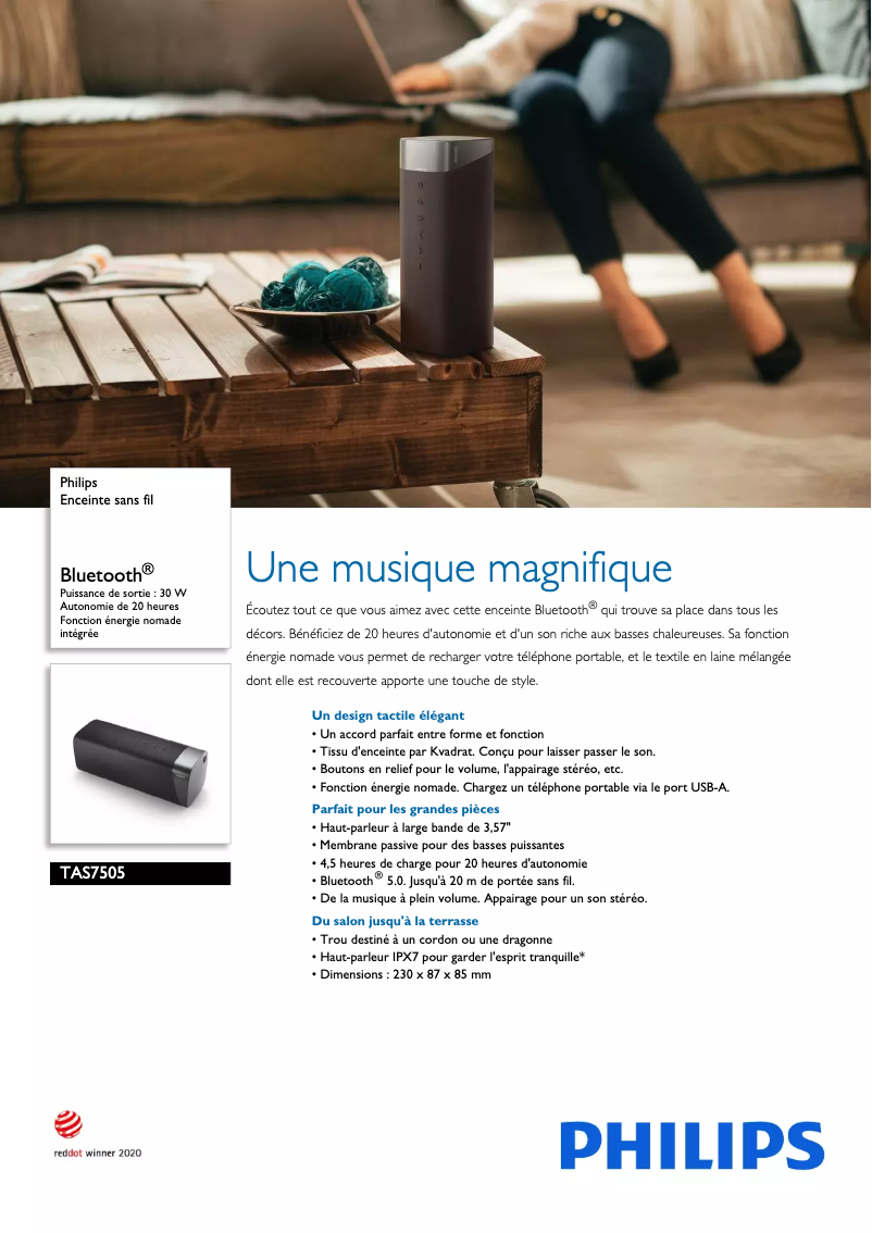 Page n°1 - Fiche technique Philips TAS7505