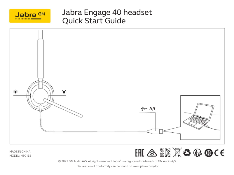 Página 1 del manual Guía de inicio rápido Jabra Engage 40