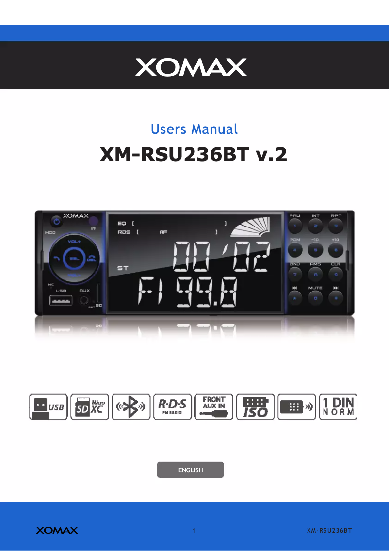 Page n°1 - Manuel utilisateur Xomax XM-RSU236BT V2