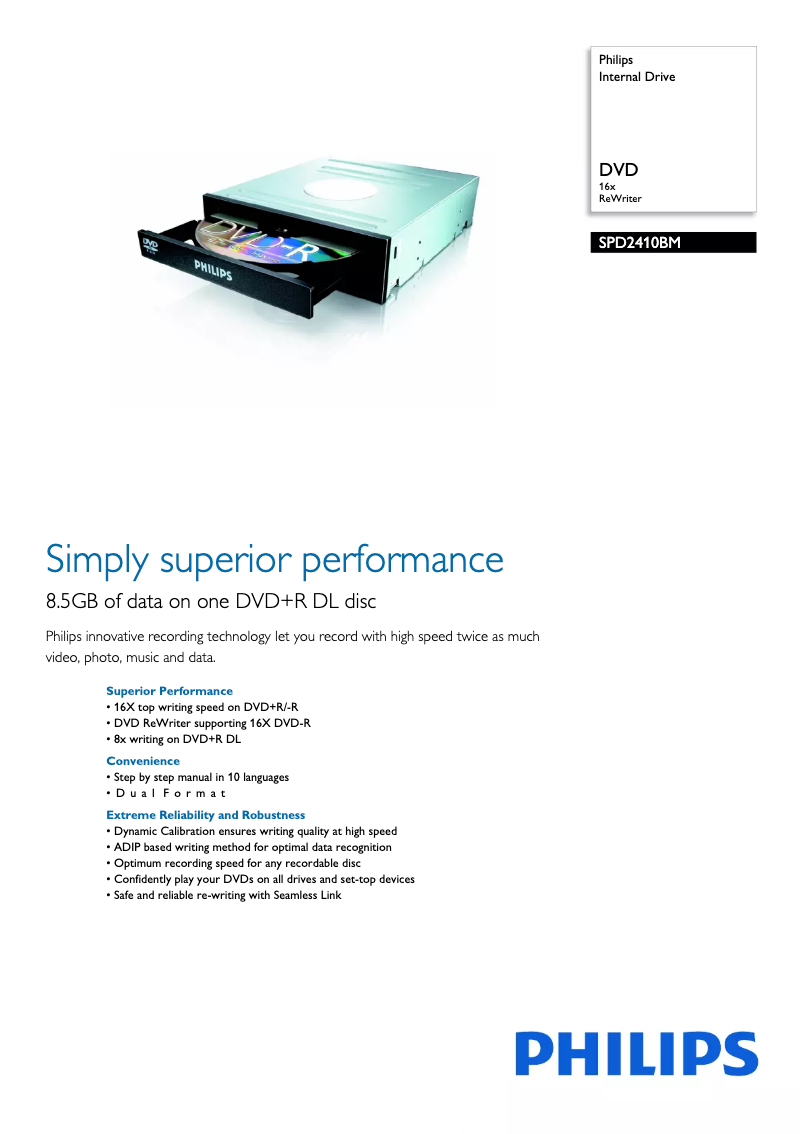 Página 1 del manual Folleto Philips SPD2410BM