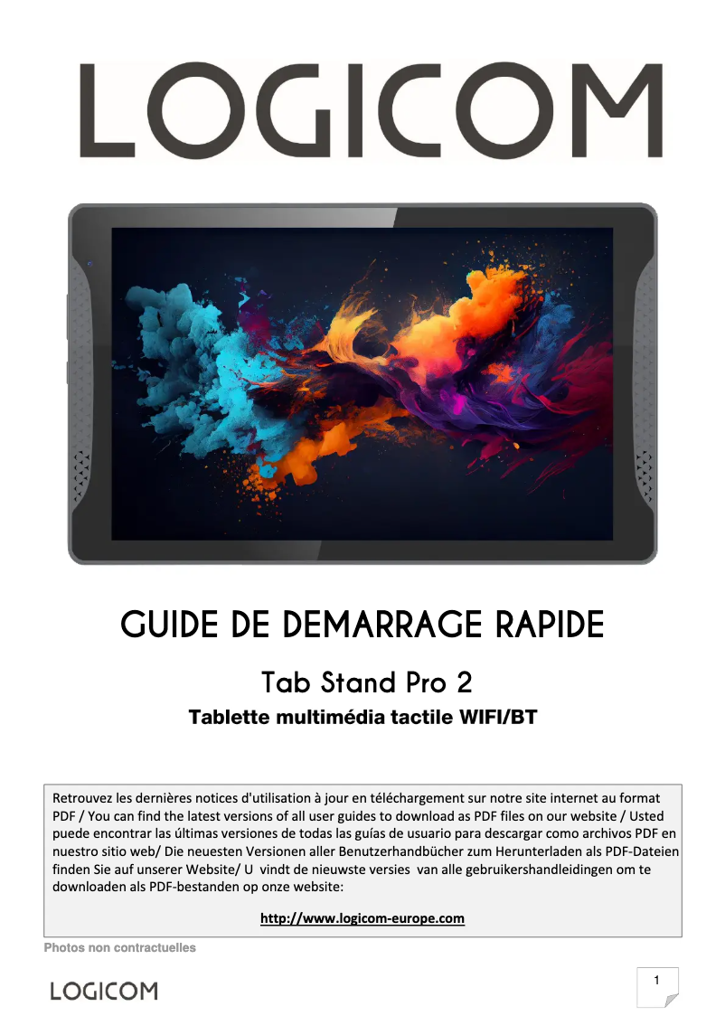 Page 1 de la notice Manuel utilisateur Logicom Tab Stand Pro 2