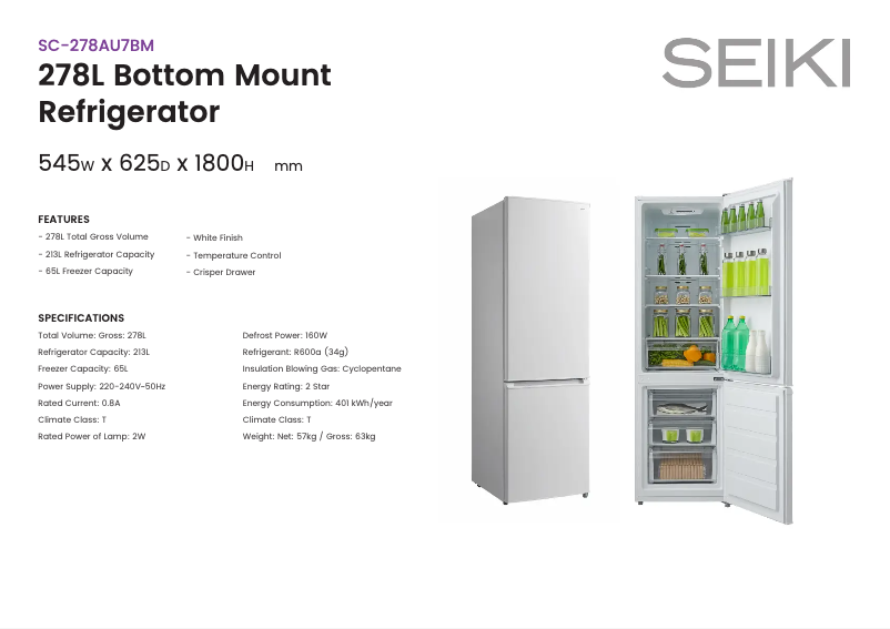 Image de la première page du manuel de l'appareil SC-278AU7BM