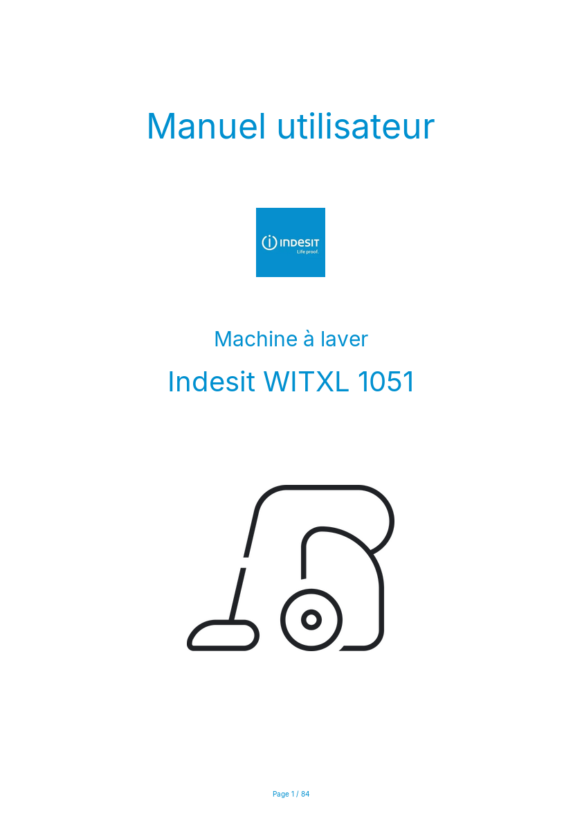 Page n°1 - Manuel utilisateur Indesit WITXL 1051