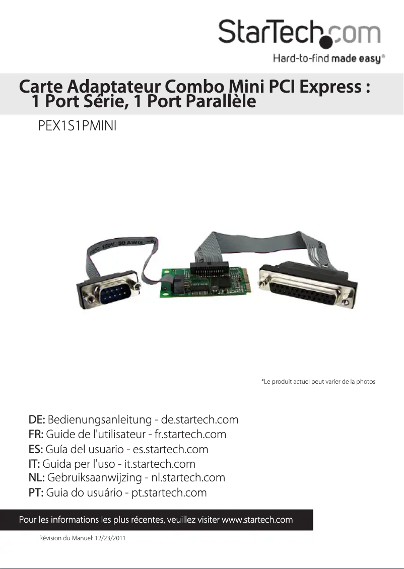 Image de la première page du manuel de l'appareil PEX1S1PMINI