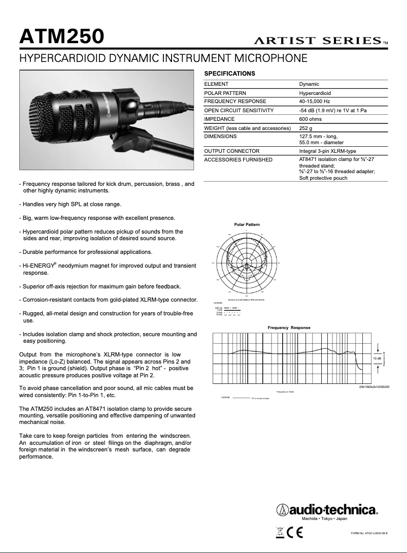 Página 1 del manual Manual de usuario Audio-Technica ATM250