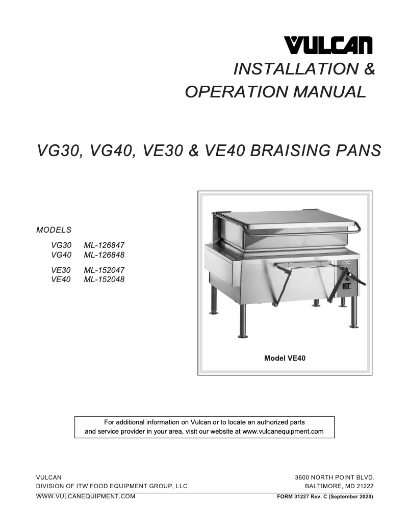 Page n°1 - Manuel utilisateur Vulcan VG40