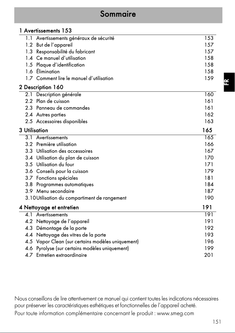 Page 1 de la notice Manuel utilisateur Smeg CPF9GPR