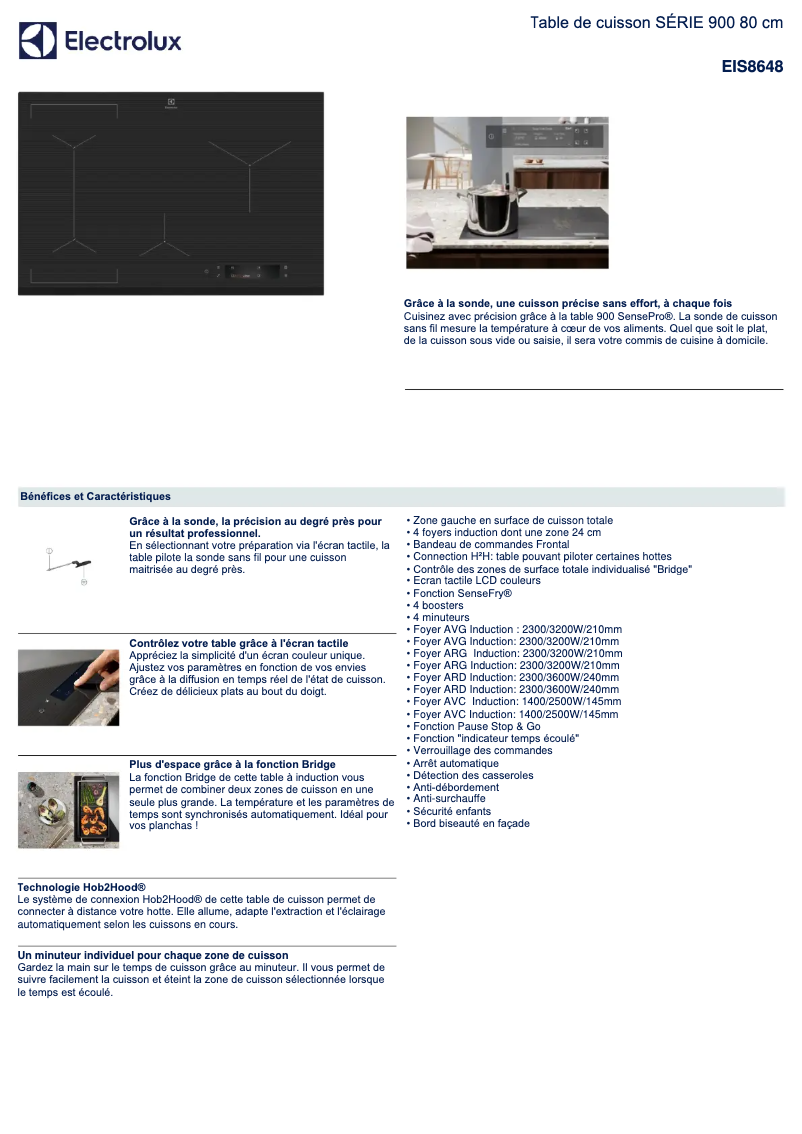 Page 1 de la notice Fiche technique Electrolux EIS8648