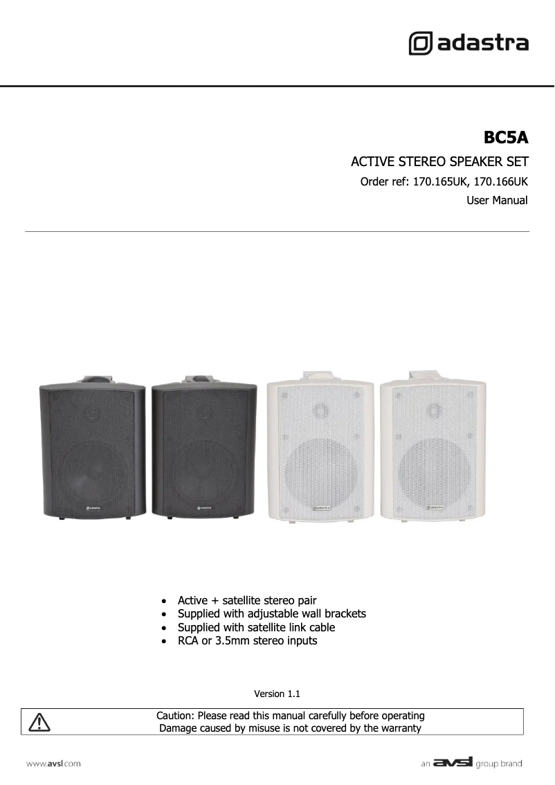 Page 1 de la notice Manuel utilisateur Adastra BC5A