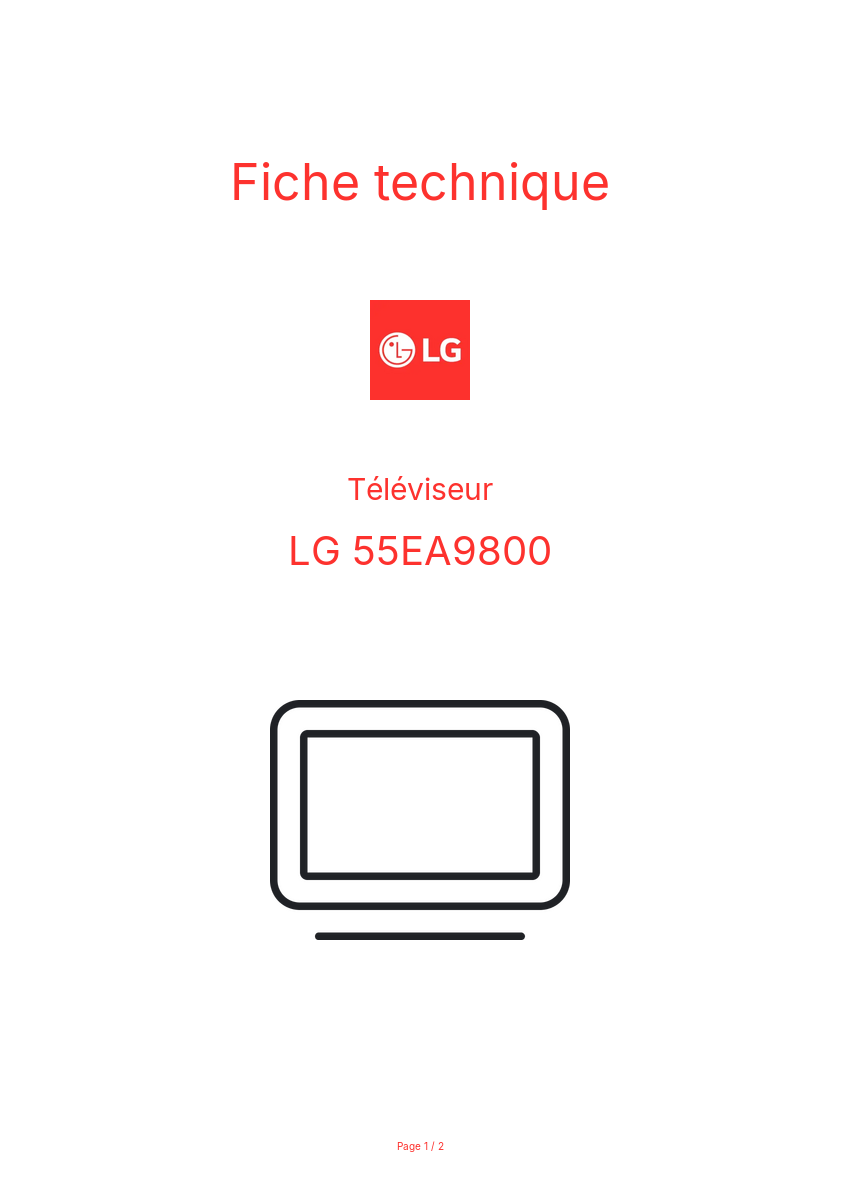 Page n°1 - Fiche technique LG 55EA9800