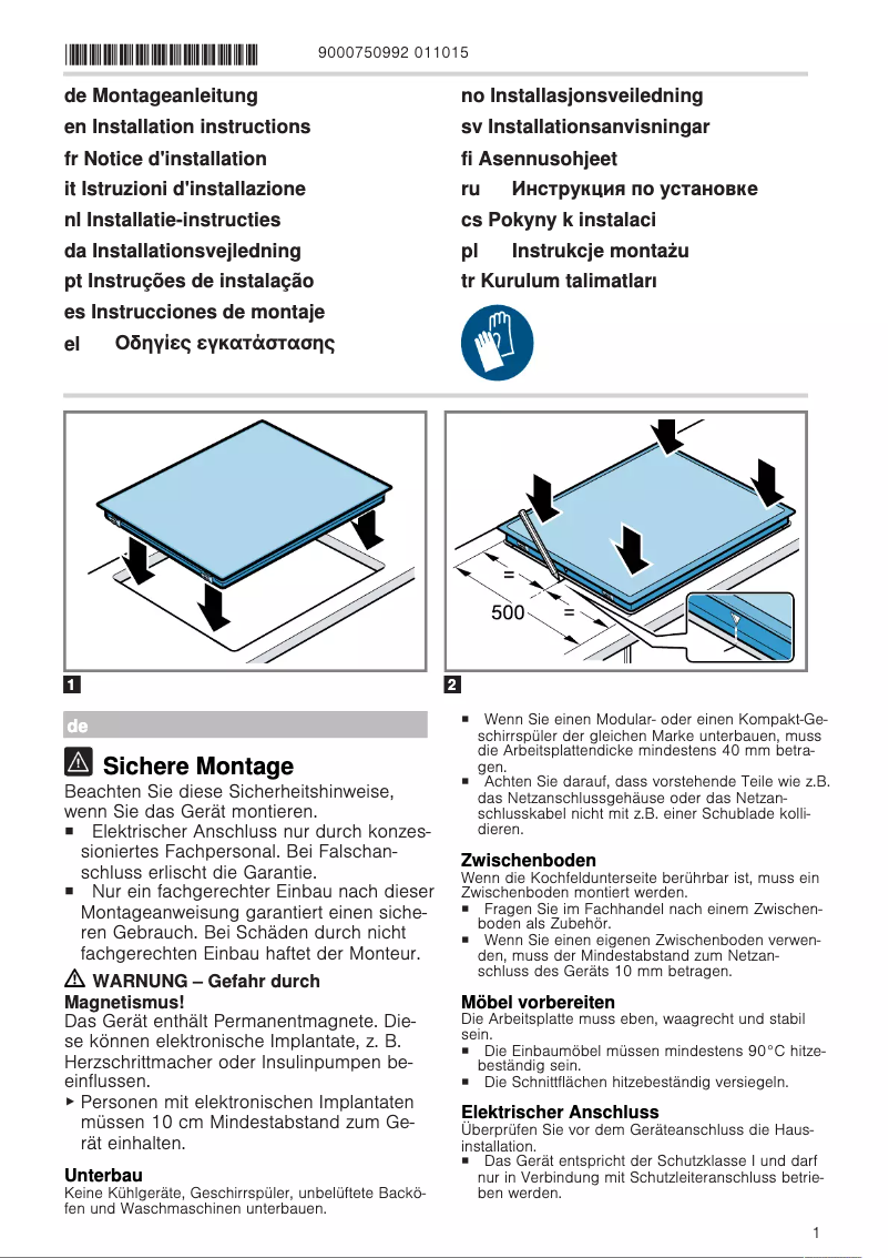 Page n°1 - Guide d'installation Bosch PKE645CA1E