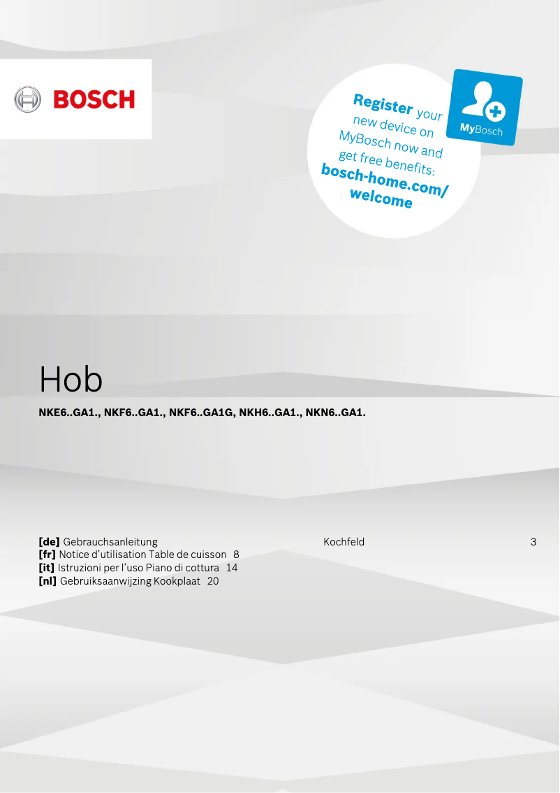 Page 1 de la notice Manuel utilisateur Bosch MKH65SK0