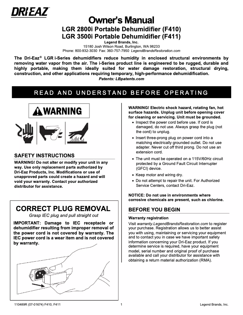 Image de la première page du manuel de l'appareil LGR 2800i