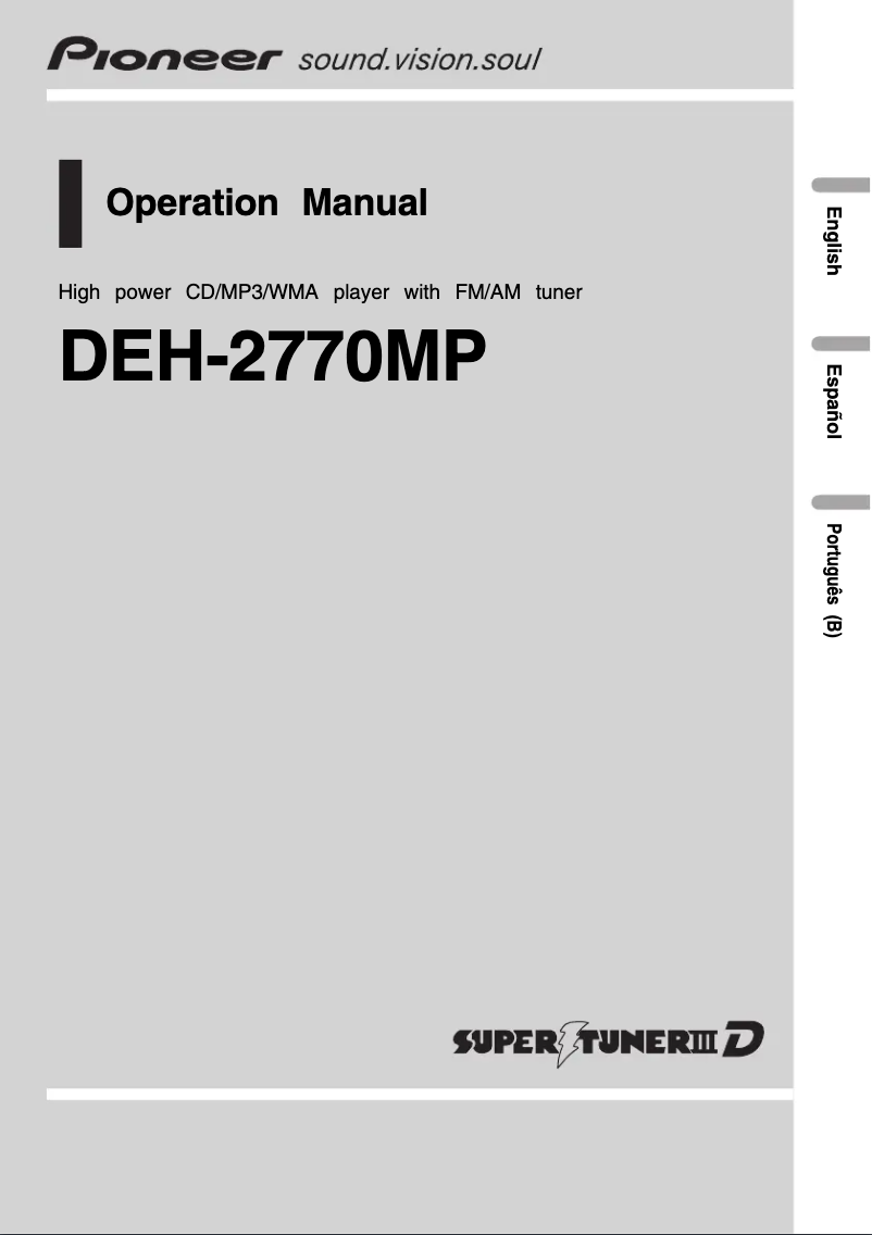 Image de la première page du manuel de l'appareil DEH-2770MP