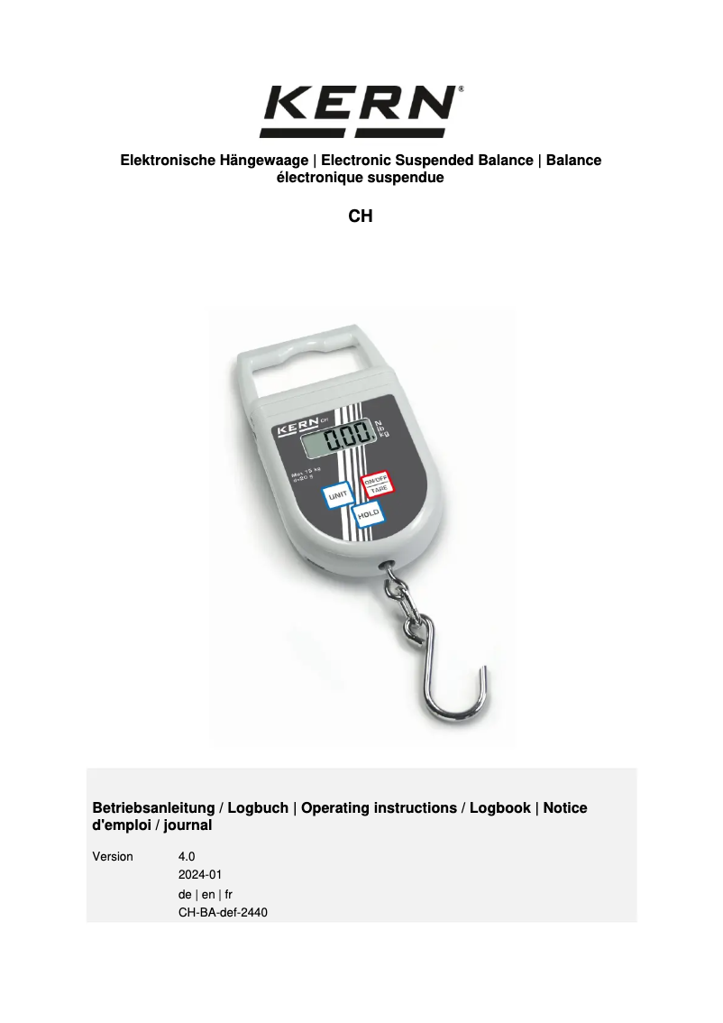 Page n°1 - Manuel utilisateur Kern CH 15K20