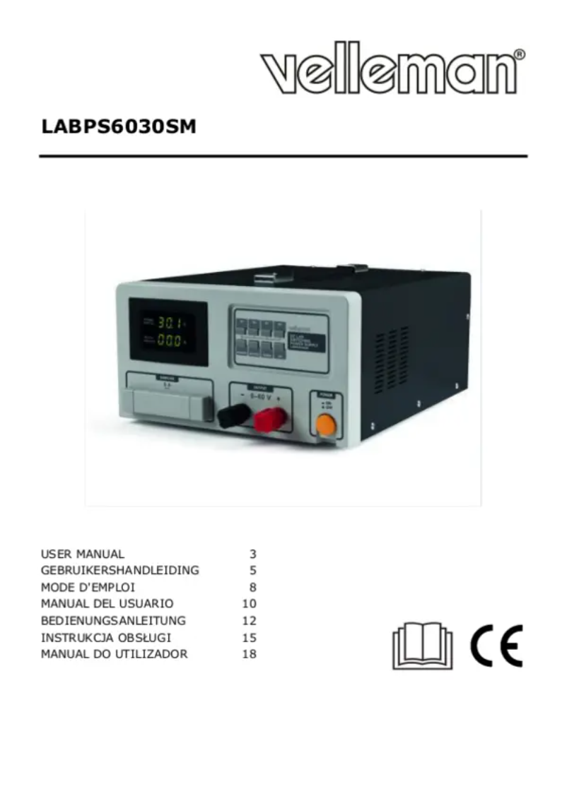 Page n°1 - Manuel utilisateur Velleman LABPS6030SM