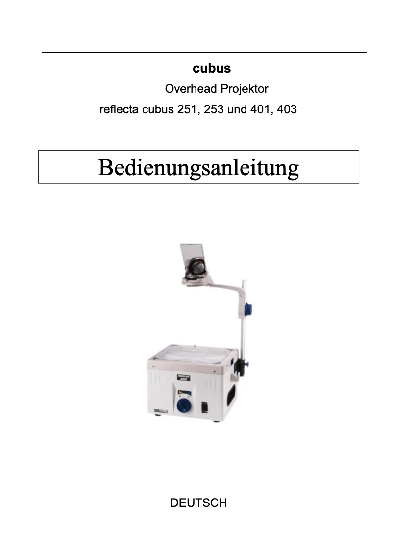 Image de la première page du manuel de l'appareil Cubus 251