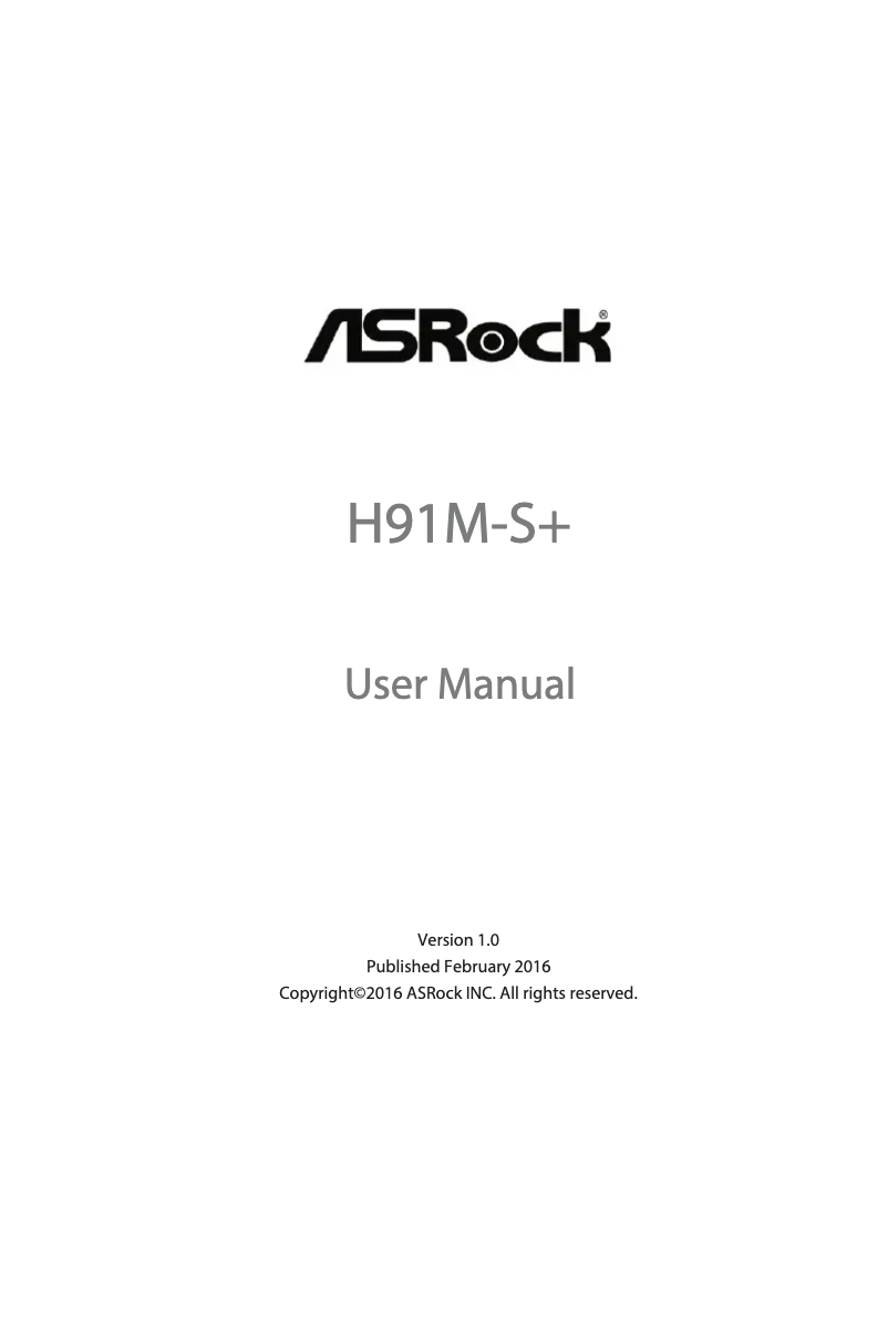 Page n°1 - Manuel utilisateur Asrock H91M-S+
