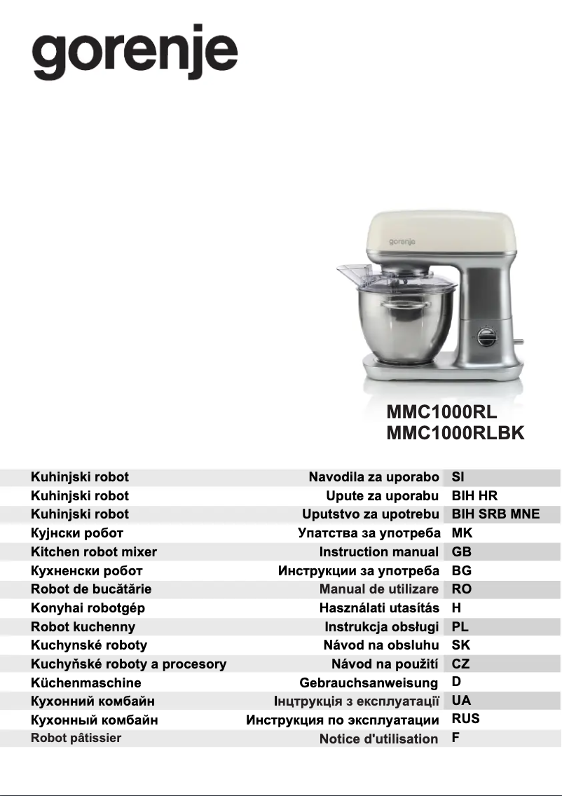 Page n°1 - Manuel utilisateur Gorenje MMC1000RL