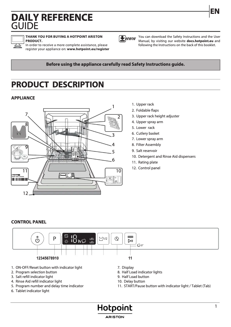 Page n°1 - Manuel utilisateur Hotpoint H2I HD526 A