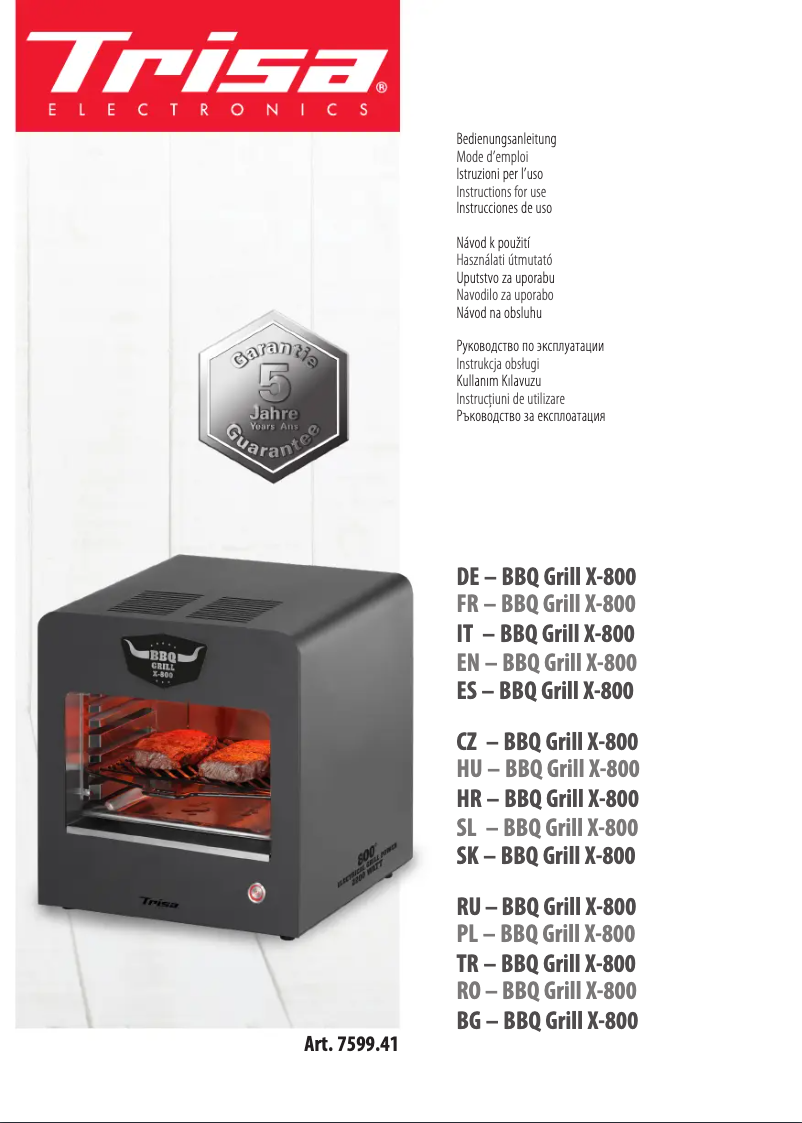 Page 1 de la notice Manuel utilisateur Trisa BBQ Grill X-800