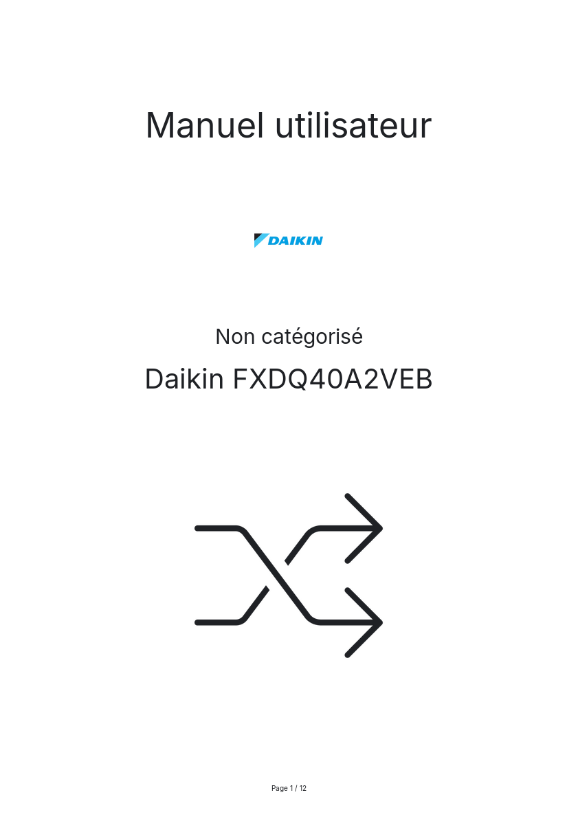 Image de la première page du manuel de l'appareil FXDQ40A2VEB