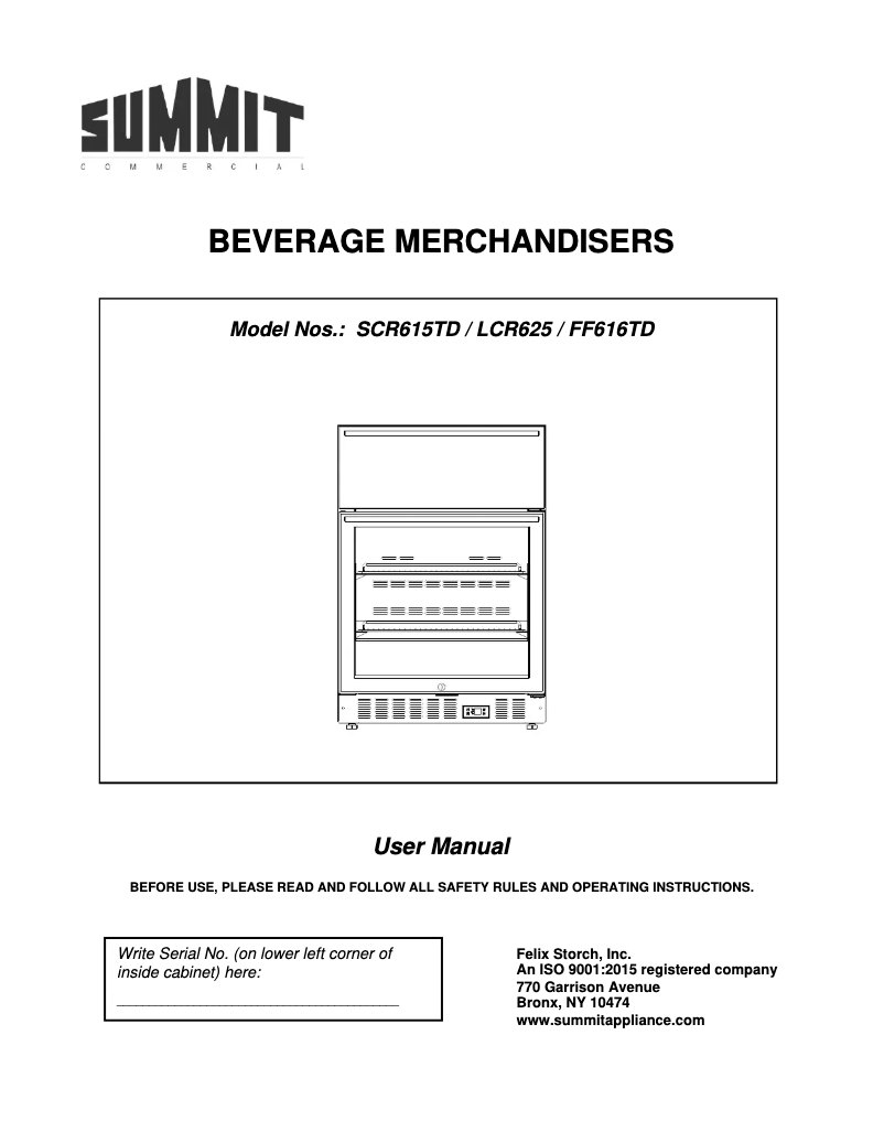 Image de la première page du manuel de l'appareil SCR615TDCSS